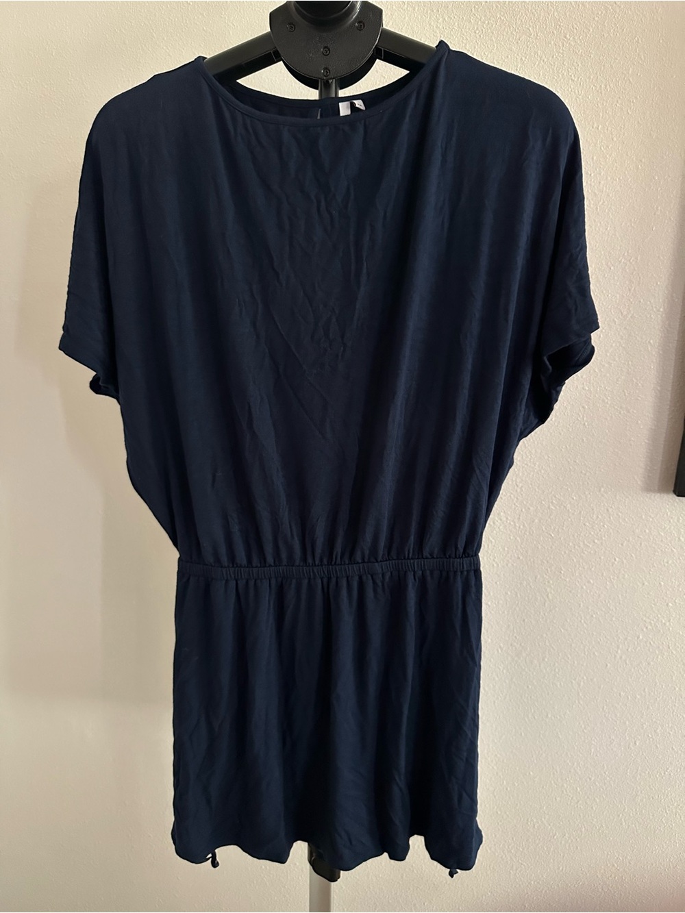 Michael Stars Women's Navy Short Sleeve Elastic-Waist Dress